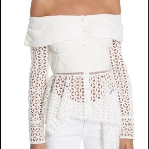 Self portrait Broderie Anglaise off  shoulder top